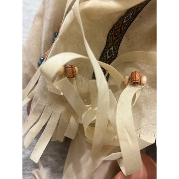 Indian Duek House Porcelain Native Doll Indian Maiden 16 In Tan Dress - Picture 3 of 8